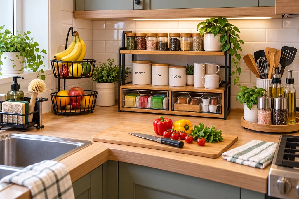 Small Kitchen Countertop Organization Ideas to Free Up Prep Space